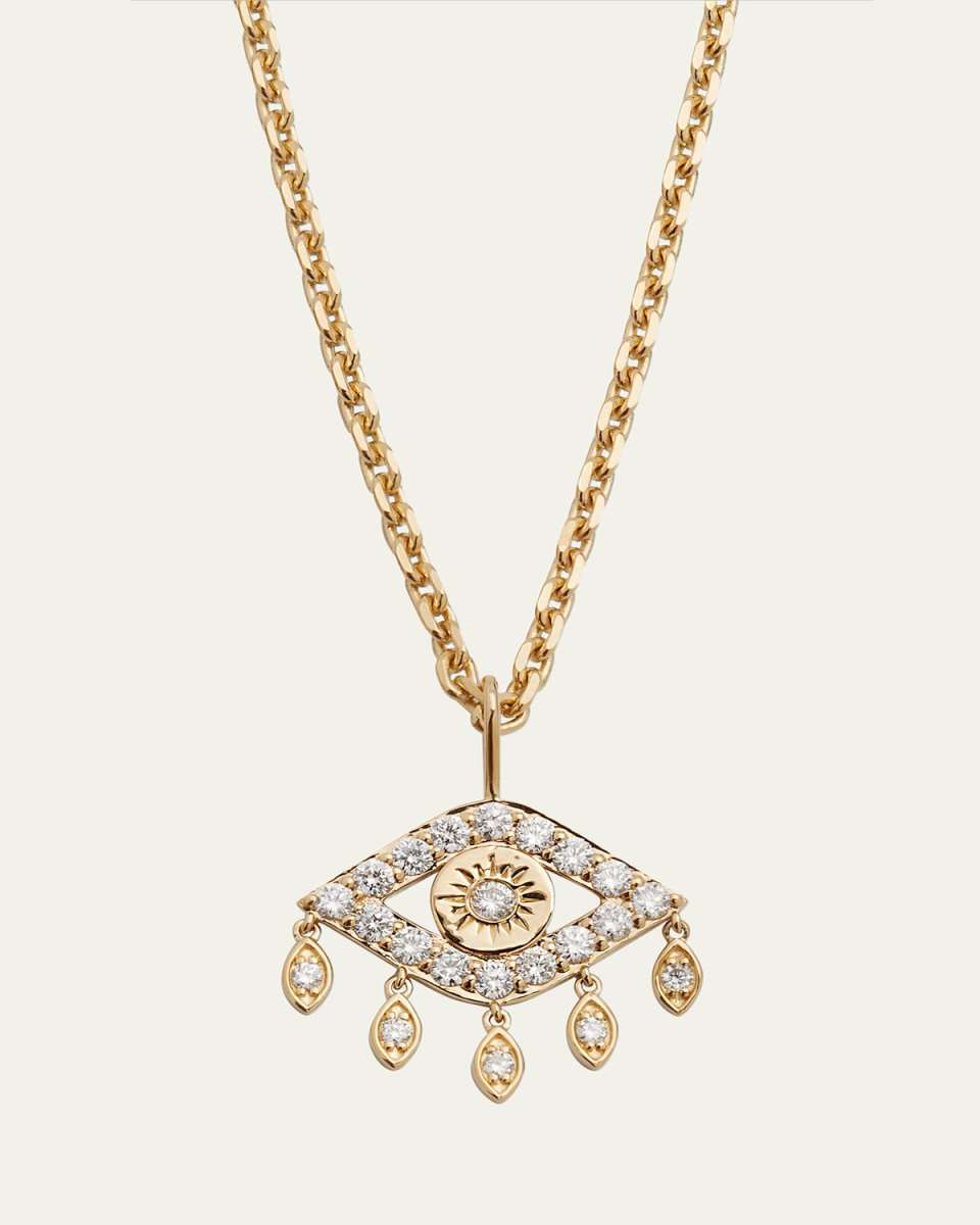 14k Gold Diamond Evil Eye Pendant Necklace